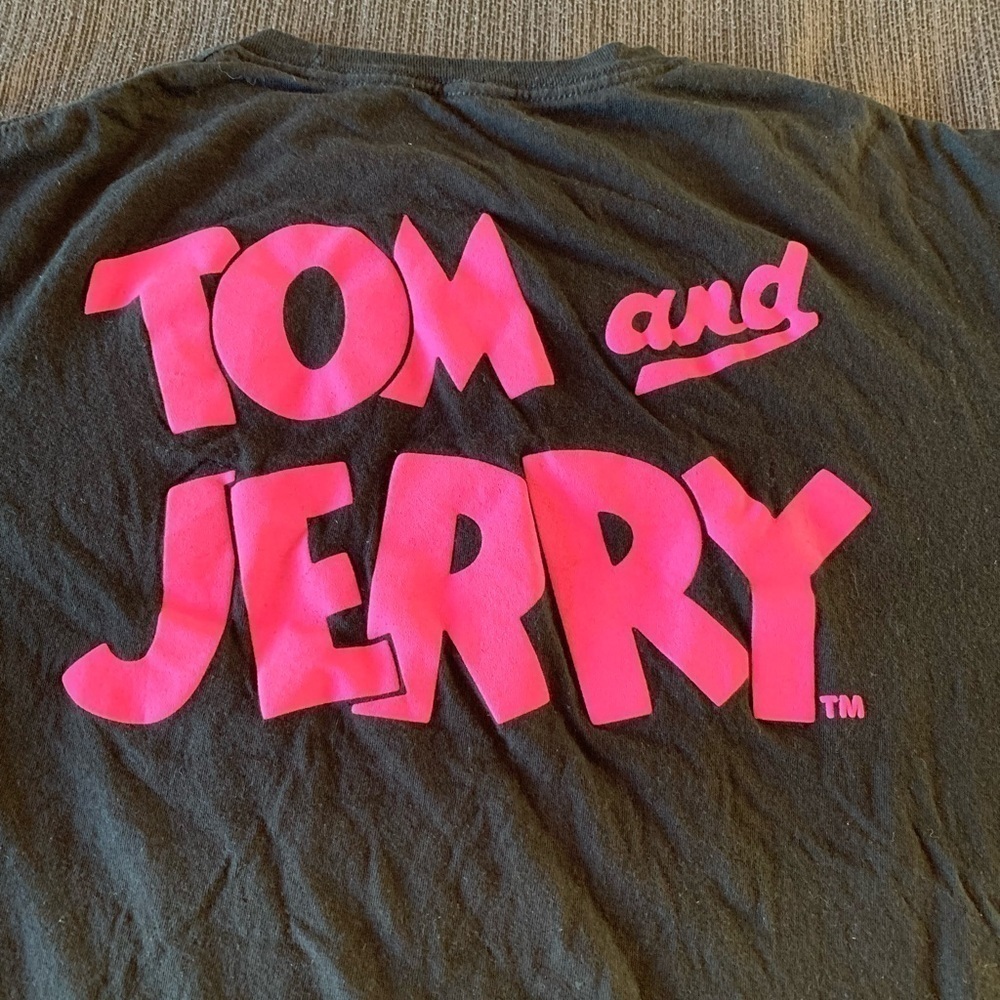 Vintage Disney Tom and Jerry Tee Top T-shirt Black Pink Size L - Picture 9 of 12